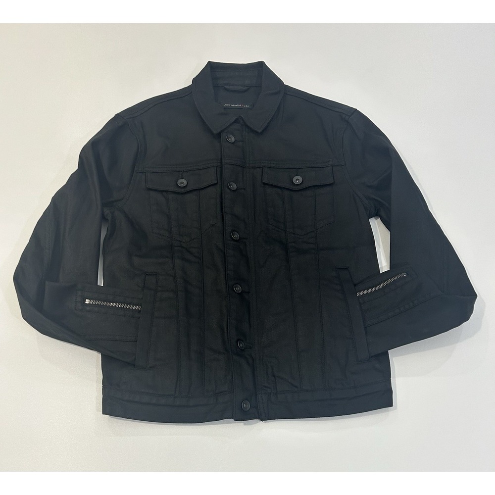 John Varvatos Star USA Trucker Moto Denim Jacket Color Black Men's Size S